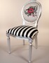 Pomp��s by Casa Padrino Luxus Barock Esszimmerst�hle Pink Lips Schwarz / Wei� Streifen / Silber - Pomp��se Barock St�hle designed by Harald Gl��ckler - 4 Esszimmerst�hle