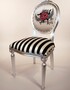 Pomp��s by Casa Padrino Luxus Barock Esszimmerst�hle Pink Lips Schwarz / Wei� Streifen / Silber - Pomp��se Barock St�hle designed by Harald Gl��ckler - 6 Esszimmerst�hle