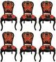 Pomp��s by Casa Padrino Luxus Barock Esszimmerst�hle Roses Schwarz / Rot / Gold - Esszimmer Set - 6 Pomp��se Barock St�hle designed by Harald Gl��ckler
