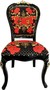 Pomp��s by Casa Padrino Luxus Barock Esszimmerst�hle Roses Schwarz / Rot / Gold - Esszimmer Set - 6 Pomp��se Barock St�hle designed by Harald Gl��ckler