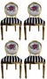 Pomp��s by Casa Padrino Luxus Barock Esszimmerst�hle Pink Lips Schwarz / Wei� Streifen / Gold - Pomp��se Barock St�hle designed by Harald Gl��ckler - 4 Esszimmerst�hle