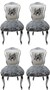 Pomp��s by Casa Padrino Luxus Barock Esszimmerst�hle Krone Wei� / Grau / Silber  - Pomp��se Barock St�hle designed by Harald Gl��ckler - 4 Esszimmerst�hle mit Kunstfell