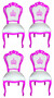 Pomp��s by Casa Padrino Luxus Barock Esszimmerst�hle Wei� / Magenta - Pomp��se Barock St�hle designed by Harald Gl��ckler - 4 Esszimmerst�hle - Barock Esszimmerm�bel