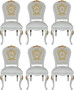 Pomp��s by Casa Padrino Luxus Barock Esszimmerst�hle mit Krone Wei� / Gold - Pomp��se Barock St�hle designed by Harald Gl��ckler - 6 Esszimmerst�hle - Barock Esszimmerm�bel