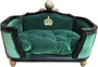 Pomp��s by Casa Padrino Luxus Barock Hunde & Katzenbett Deluxe Dunkelgr�n / Schwarz mit goldener Krone von Harald Gl��ckler