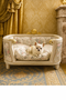 Pomp��s by Casa Padrino Luxus Barock Hunde & Katzenbett Provence Silber / Antik Wei�