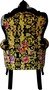 Pomp��s by Casa Padrino Luxus Barock Sessel Bergere Butterfly & Flower Design / Schwarz / Gold - Pomp��ser Barock Sessel designed by Harald Gl��ckler