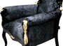 Pomp��s by Casa Padrino Luxus Barock Sessel Bergere Schwarz Muster / Gold - Pomp��ser Barock Sessel designed by Harald Gl��ckler