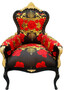 Pomp��s by Casa Padrino Luxus Barock Sessel Rosen Schwarz / Rot / Gold - Pomp��ser Barock Sessel designed by Harald Gl��ckler