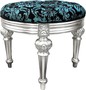 Pomp��s by Casa Padrino Luxus Barock Sitzhocker Rund T�rkis Schwarz Muster / Silber - Pomp��ser Barock Hocker designed by Harald Gl��ckler