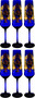 Pomp��s by Casa Padrino Luxus Champagnerglas Set Royalblau / Gold  6 x H. 25 cm - Champagnergl�ser mit 24 Karat Vergoldung - Pomp��se Gl�ser designed by Harald Gl��ckler