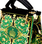 Pomp��s by Casa Padrino Luxus Damen Handtasche Baroque Flowers mit Krone und Strass Steine Gr�n / Schwarz / Gold 25 x H. 20 cm - designed by Harald Gl��ckler