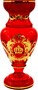 Pomp��s by Casa Padrino Luxus Pokal Vase mit 24 Karat Vergoldung Rot / Gold  14 x H. 30,5 cm - Pomp��se Blumenvase designed by Harald Gl��ckler 