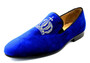 Pomp��s by Casa Padrino Luxus Samt Slipper Krone Royalblau / Gold - Verschiedene Schuhgr��en - designed by Harald Gl��ckler