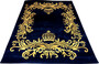 Pomp��s by Casa Padrino Luxus Teppich von Harald Gl��ckler  160 x 230 cm Krone Royalblau / Gold  - Barock Design Teppich - Handgewebt aus Wolle