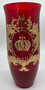 Pomp��s by Casa Padrino Luxus Vase mit 24 Karat Vergoldung Rot / Gold  12,3 x H. 30 cm - Pomp��se Blumenvase designed by Harald Gl��ckler - Handgefertigt und per Hand bemalt - Edel & Prunkvoll