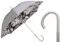 Regenschirm Damen Animalier mit silbernen Rosen - Manuelle �ffnung - 100% Polyester - Griff aus Acetat - Handmade in Italy