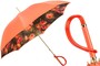 Regenschirm Damen mit Orangen Blumen, Doppelgewebe - Manuelle �ffnung - 100% Polyester - Griff aus Acetat - Handmade in Italy