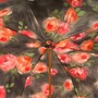 Regenschirm Damen mit Orangen Blumen, Doppelgewebe - Manuelle �ffnung - 100% Polyester - Griff aus Acetat - Handmade in Italy
