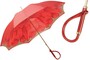 Regenschirm Damen mit Roten Dahlien, Doppelgewebe - Manuelle �ffnung - 100% Polyester - Griff aus Acetat - Handmade in Italy