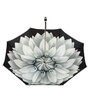 Regenschirm Damen mit Silber Dahlien, Doppelgewebe - Manuelle �ffnung - 100% Polyester - Griff aus Acetat - Handmade in Italy