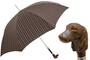 Regenschirm Herren mit Streifen und Hund - Automatische �ffnung - 100% Polyester - Griff aus Acetat - Handmade in Italy