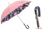 Rosa Regenschirm mit Blumen f�r Damen - Manuelle �ffnung - 100% Polyester - Griff aus Acetat - Handmade in Italy