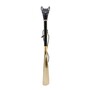 Schuhanzieher Schwarze Katze - Buchenholz-Stange, Schaufel aus ABS, Griff aus Emailliertem Messing - Handmade in Italy