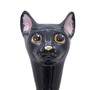 Schuhanzieher Schwarze Katze - Buchenholz-Stange, Schaufel aus ABS, Griff aus Emailliertem Messing - Handmade in Italy