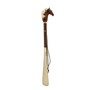 Schuhanzieher mit Braunes Pferd - Buchenholz-Stange, Schaufel aus ABS, Griff aus Emailliertem Messing - Handmade in Italy