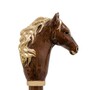 Schuhanzieher mit Braunes Pferd - Buchenholz-Stange, Schaufel aus ABS, Griff aus Emailliertem Messing - Handmade in Italy