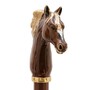Schuhanzieher mit Braunes Pferd - Buchenholz-Stange, Schaufel aus ABS, Griff aus Emailliertem Messing - Handmade in Italy