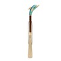 Schuhanzieher mit Delphin - Buchenholz-Stange, Schaufel aus ABS, Griff aus Emailliertem Messing - Handmade in Italy
