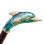 Schuhanzieher mit Delphin - Buchenholz-Stange, Schaufel aus ABS, Griff aus Emailliertem Messing - Handmade in Italy