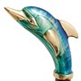 Schuhanzieher mit Delphin - Buchenholz-Stange, Schaufel aus ABS, Griff aus Emailliertem Messing - Handmade in Italy