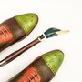 Schuhanzieher mit Ente - Buchenholz-Stange, Schaufel aus ABS, Griff aus Emailliertem Messing - Handmade in Italy