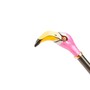 Schuhanzieher mit Flamingo - Buchenholz-Stange, Schaufel aus ABS, Griff aus Emailliertem Messing - Handmade in Italy