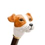 Schuhanzieher mit Jack Russell - Buchenholz-Stange, Schaufel aus ABS, Griff aus Emailliertem Messing - Handmade in Italy