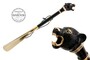 Schuhanzieher mit Schwarzen Panther - Buchenholz-Stange, Schaufel aus ABS, Griff aus Emailliertem Messing - Handmade in Italy