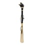 Schuhanzieher mit Schwarzen Panther - Buchenholz-Stange, Schaufel aus ABS, Griff aus Emailliertem Messing - Handmade in Italy