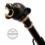 Schuhanzieher mit Schwarzen Panther - Buchenholz-Stange, Schaufel aus ABS, Griff aus Emailliertem Messing - Handmade in Italy
