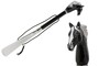 Schuhanzieher mit Schwarzes Pferd - Buchenholz-Stange, Schaufel aus ABS, Griff aus Emailliertem Messing - Handmade in Italy