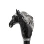 Schuhanzieher mit Schwarzes Pferd - Buchenholz-Stange, Schaufel aus ABS, Griff aus Emailliertem Messing - Handmade in Italy