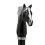 Schuhanzieher mit Schwarzes Pferd - Buchenholz-Stange, Schaufel aus ABS, Griff aus Emailliertem Messing - Handmade in Italy