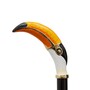 Schuhanzieher mit Tukan - Buchenholz-Stange, Schaufel aus ABS, Griff aus Emailliertem Messing - Handmade in Italy