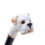 Schuhanzieher mit Wei�er Boxer - Buchenholz-Stange, Schaufel aus ABS, Griff aus Emailliertem Messing - Handmade in Italy