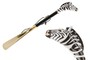Schuhanzieher mit Zebra - Buchenholz-Stange, Schaufel aus ABS, Griff aus Emailliertem Messing - Handmade in Italy