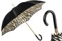 Schwarzer Regenschirm mit Tigermuster, Doppelgewebe f�r Damen - Manuelle �ffnung - 100% Polyester - Griff aus Acetat - Handmade in Italy