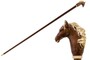 Spazierstock mit Braunes Pferd - Stock aus Buchenholz, Messingzwinge mit Gummiende, Griff aus Emailliertem Messing - Handmade in Italy