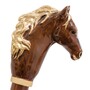 Spazierstock mit Braunes Pferd - Stock aus Buchenholz, Messingzwinge mit Gummiende, Griff aus Emailliertem Messing - Handmade in Italy